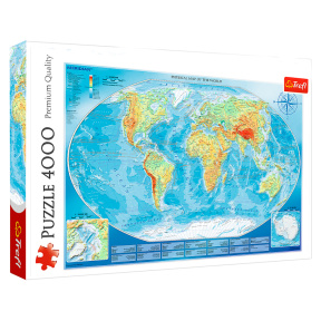 Puzzle - "4000" - Large physical map of the world / Meridian