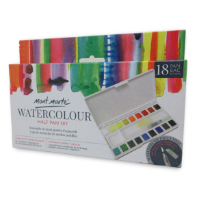 Set de vopsele acuarelă Premium Watercolour Half Pan 18 culori