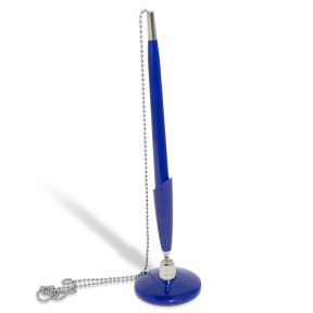Ручка шариковая на подставке Hello! с металлической цепочкой, синий корпус