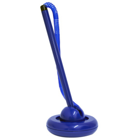 Ручка шариковая на круглой подставке Hello! с пластиковой пружиной, синий корпус