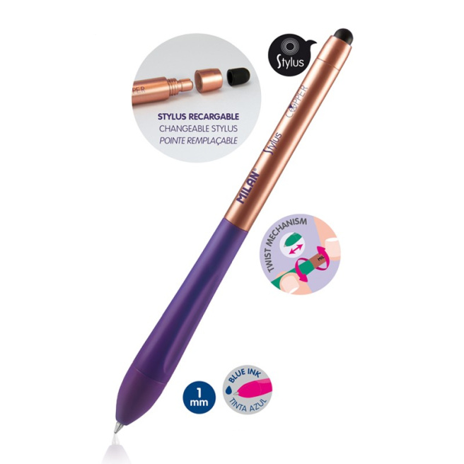Ручка шариковая MILAN "STYLUS COPPER", со стилусом 1 мм