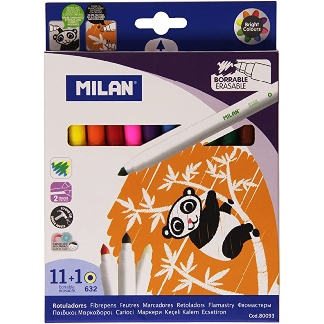 Набор фломастеров MILAN, 12 цветов, конус
