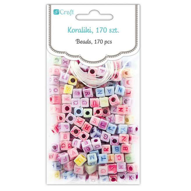 Mărgele pătrate litere, culori pastel 40gr