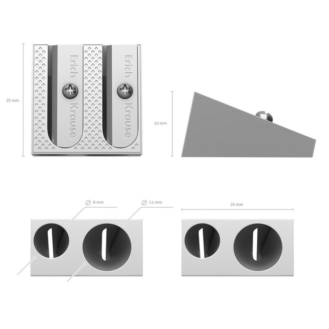 Ascuțitoare dublă Erich Krause din aluminiu FERRO PLUS, (per bucată)