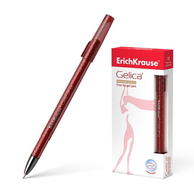 Pix cu gel Erich Krause Gelica, 0,5mm roşu