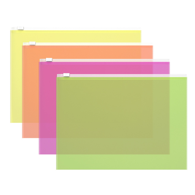 Mapă-ZIP B5 Erich Krause Fizzy Neon, semi-transp, mată, assorti