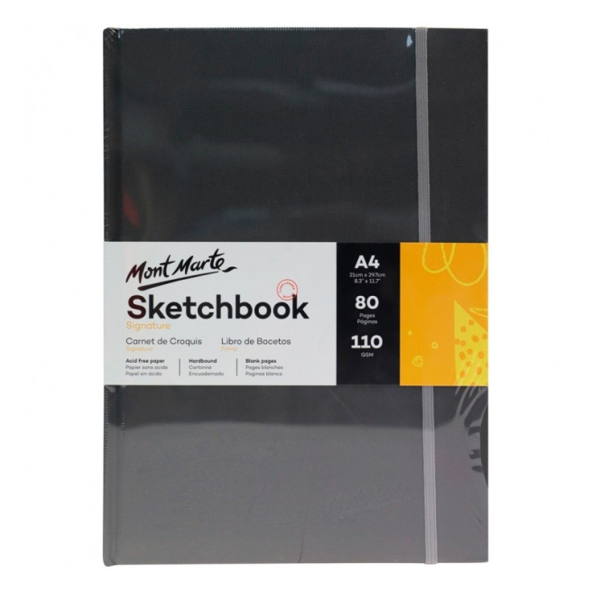 Sketchbook cu elastic A4, 110 gsm, 80 foi dry media