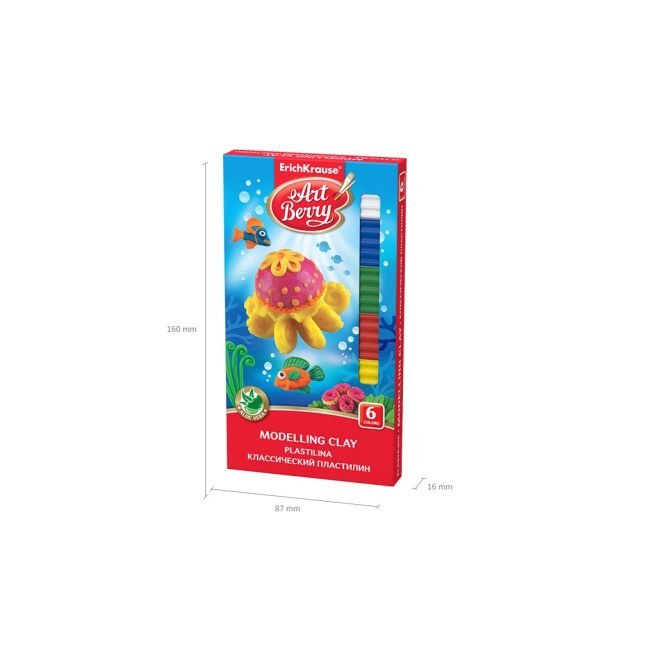 Пластилин EKRAUSE ArtBerry Aloe Vera 6 цветов со стеком, 108г