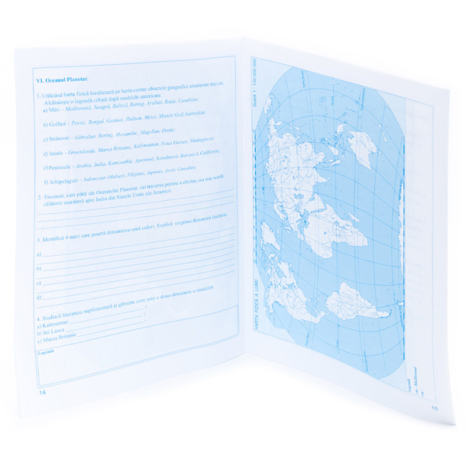 Hărți-contur cu sarcini practice la geografie,  cl. 5