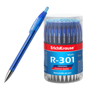 Pix cu gel cu buton Erich Krause R-301 Original Gel Matic, albastru 0,5 mm