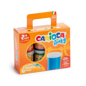 Vopsea pentru pictură cu degetele Carioca "Baby", 6 culori câte 80 ml