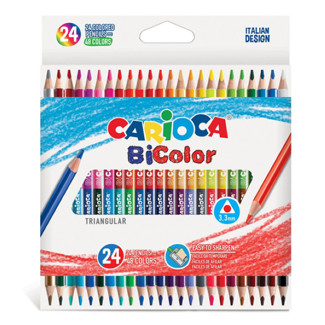 Set creioane colorate Carioca Bi-Color, 24 culori