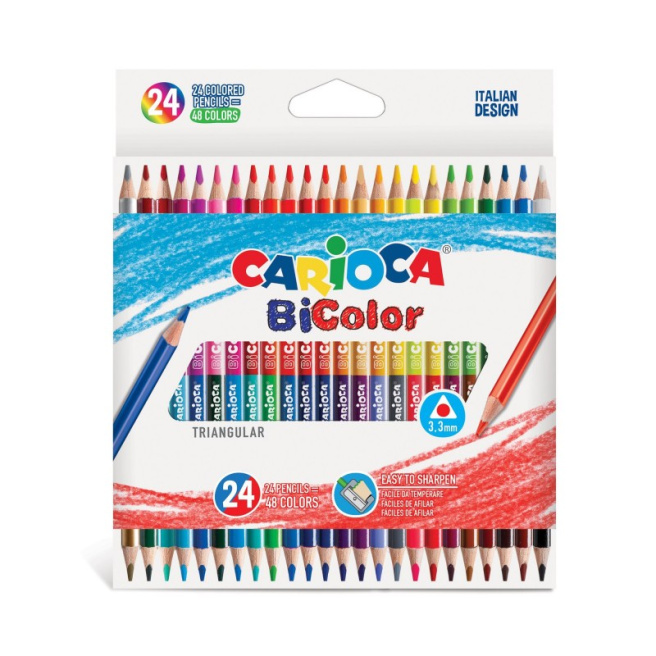 Set creioane colorate Carioca Bi-Color, 24 culori