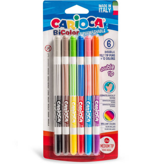 Набор фломастеров Carioca BiColor, 6 цветов