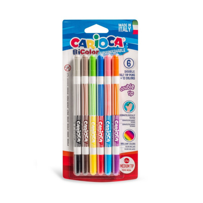 Набор фломастеров Carioca BiColor, 6 цветов