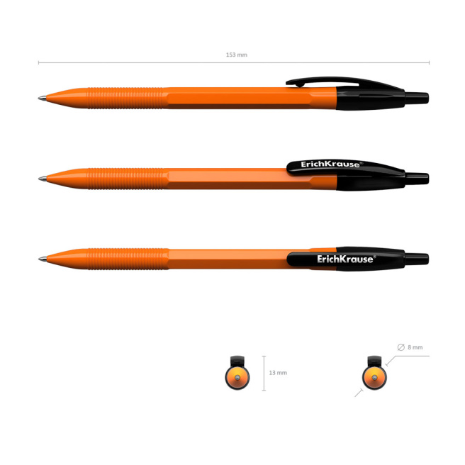 Pix bila cu buton Erich Krause 0.7mm,  R-301 Orange Matic negru