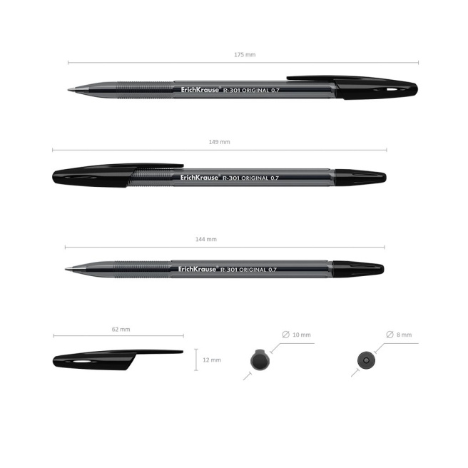Pix cu bila Erich Krause 0,7 mm R-301 Original Stick, negru