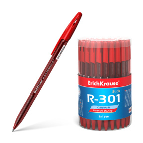 Ручка шариковая Erich Krause R-301 Original Stick 0.7, цвет чернил красный