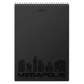 Блокнот  A4 80 л. клетка Erich Krause Megapolis пластиковая обложка черный