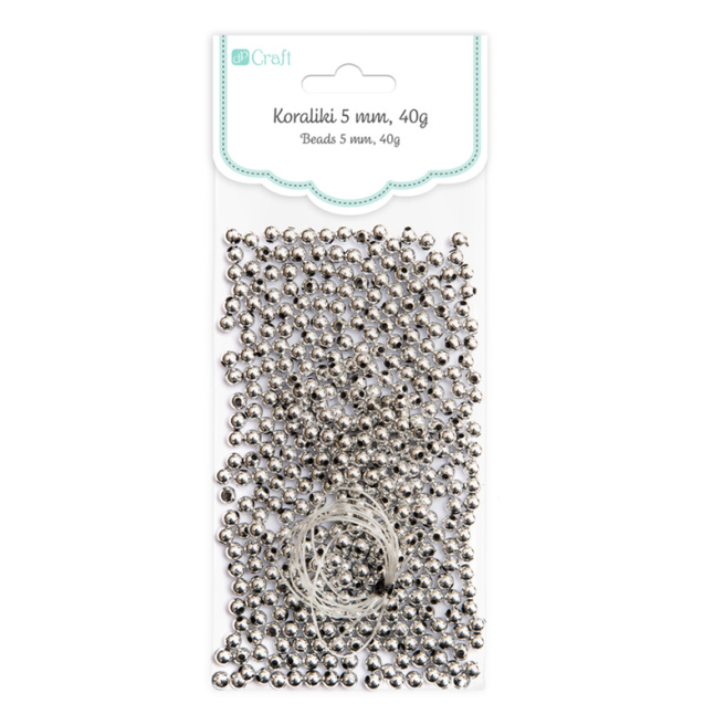 Mărgele 5 mm, 40 gr, argint