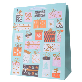 Пакет подарочный Новогодний 33*45,7*10,2 см, (микс 12 шт/упак)