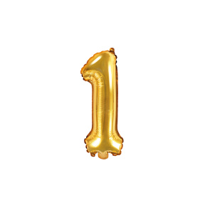 Balon de folie Cifra "1", 35 cm, aur