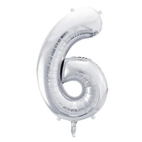 Balon de folie Cifra "6", argint