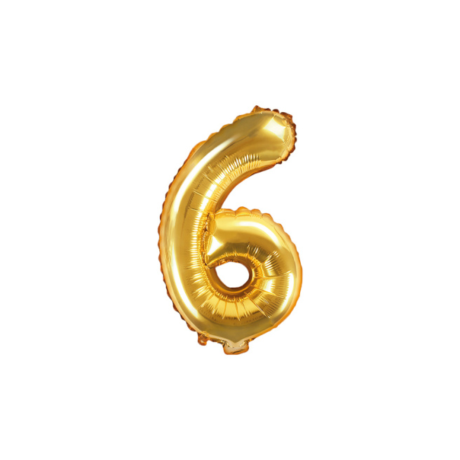 Balon de folie Cifra "6", aur