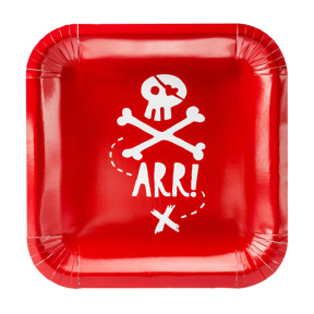Набор одноразовых тарелок Пираты, красный, 20 x 20 см, 6 штук
