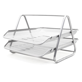 Set de suport-uri pentru documente 2 secții, din metal, argintiu