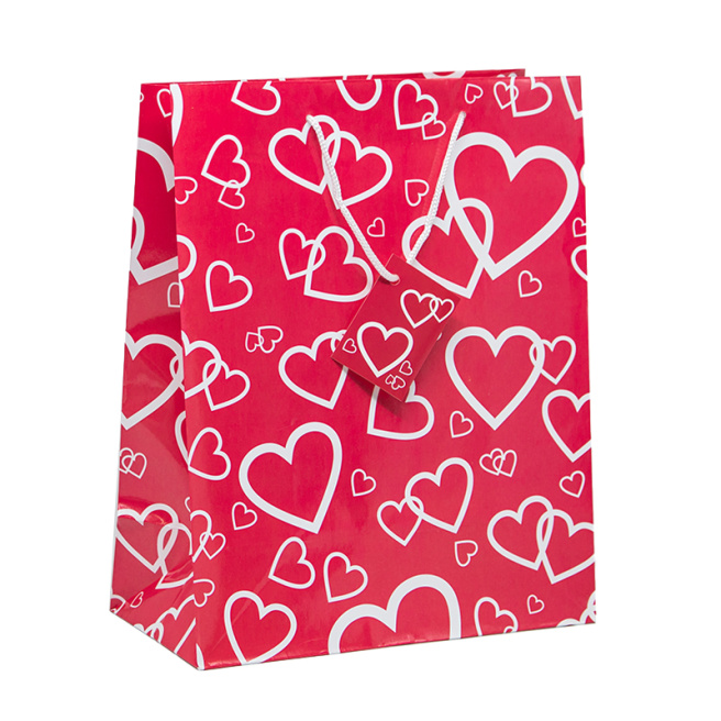 Pungă pentru cadouri Valentines, 26,4х32,4х13,7 (mix 24 buc)