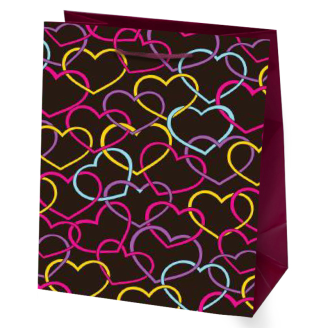 Pungă pentru cadouri Valentines, 26,4х32,4х13,7 (mix 24 buc)