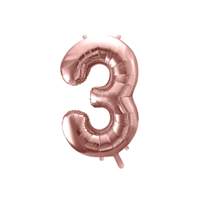 Шар фольгированный Цифра "3", розовое золото