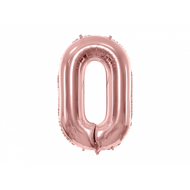 Шар фольгированный Цифра "0", розовое золото
