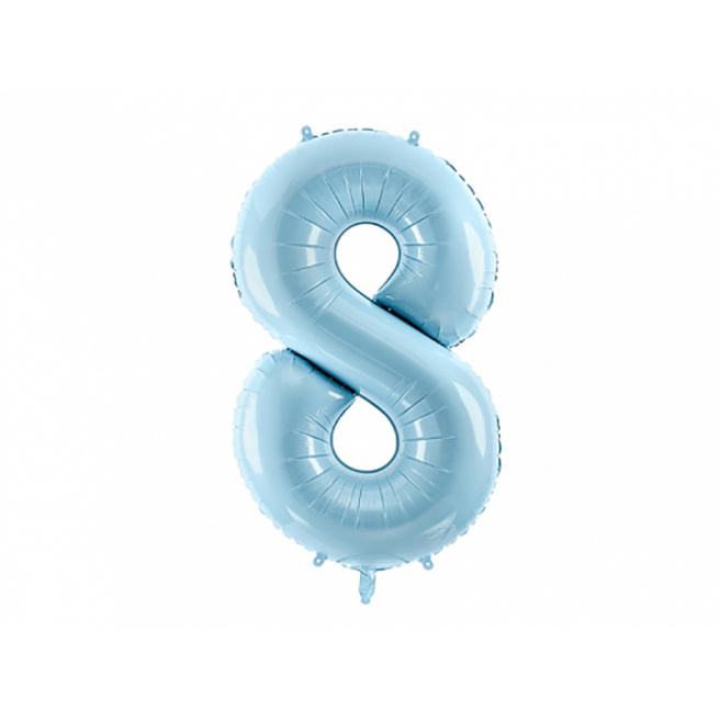 Шар фольгированный Цифра "8", нежно-голубой