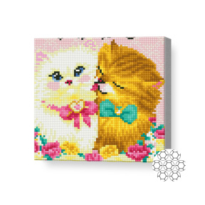 Doi motănași, 20x20 cm, mozaic cu diamante