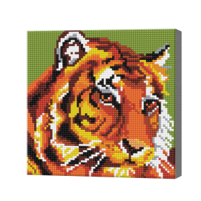 Tigrul, 20x20 cm, mozaic cu diamante