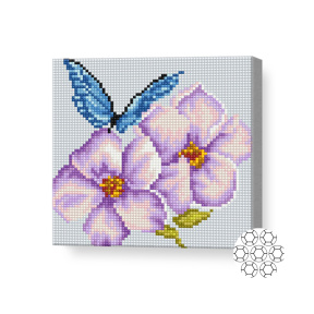 Fluturaș pe flori, 20x20 cm, mozaic cu diamante
