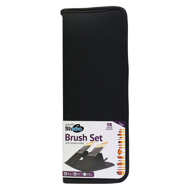 Набор кисточек в пенале, Studio, акрил, MIX, 15 штук