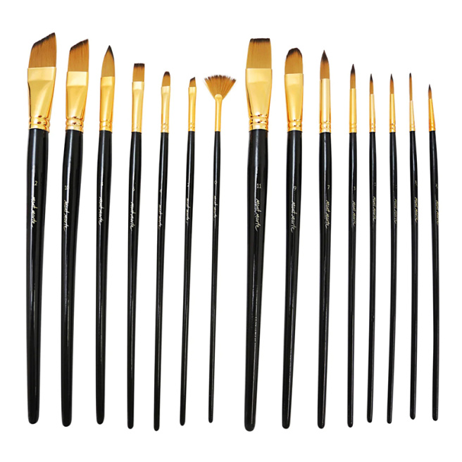 Набор кисточек в пенале, Studio, акрил, MIX, 15 штук