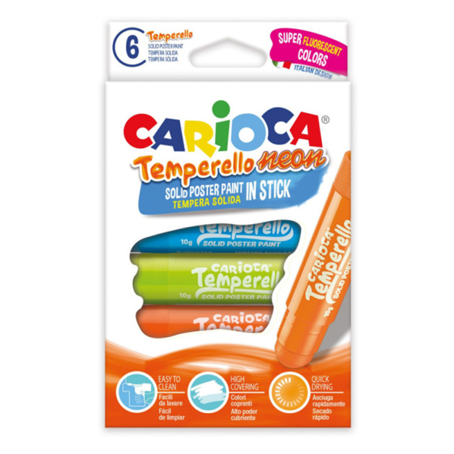 Tempera solidă Carioca Temperello Neon 6 buc.