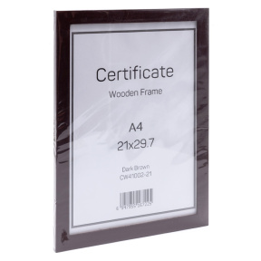 Фоторамка A4 деревянная, плоская 2см, темно-коричневая