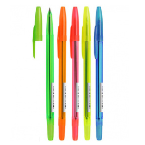 Ручка "511 Neon" синяя, 1,0мм, прозрачный корпус, ассорти
