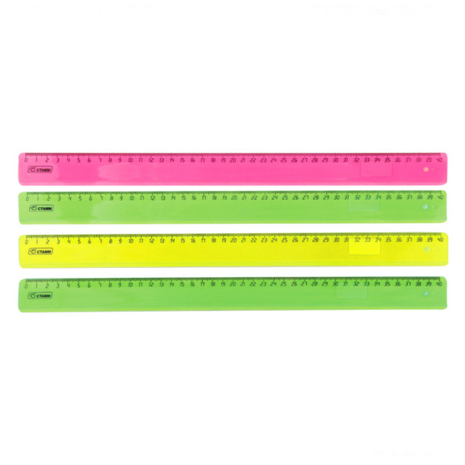 Riglă 40cm STAMM NEON Cristal assorti semitransparentă