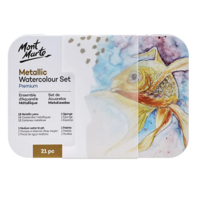 Set vopsele acuarelă metalic Watercolour în cutie metal 21 culori