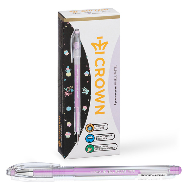 Ручка гелевая Crown "Hi-Jell Pastel" фиолетовая пастель, 0,8мм