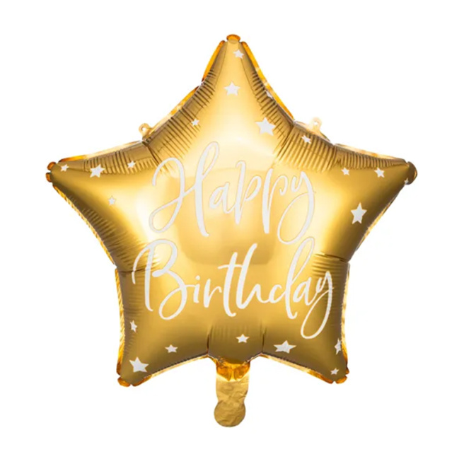Шар фольгированный Happy Birthday, 40 см, золотой