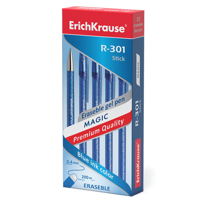 Pix radiera cu gel ErichKrause Magic Gel, 0,5 mm, albastru