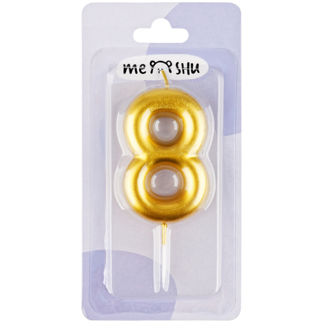 Lumânare pentru tort MESHU Cifra 8, 6 cm, aurie