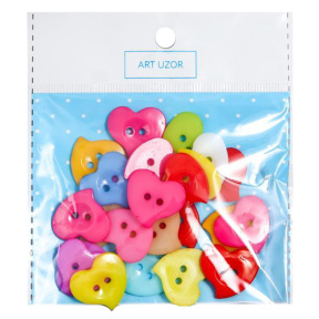 Set nasturi decorativi, plastic "Inimioare colorate"